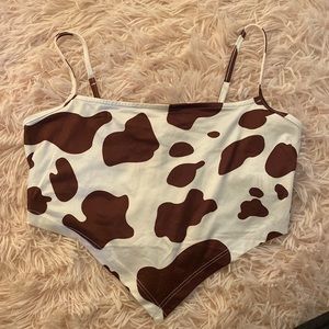 Brown Cow Print Bandana Cami Top